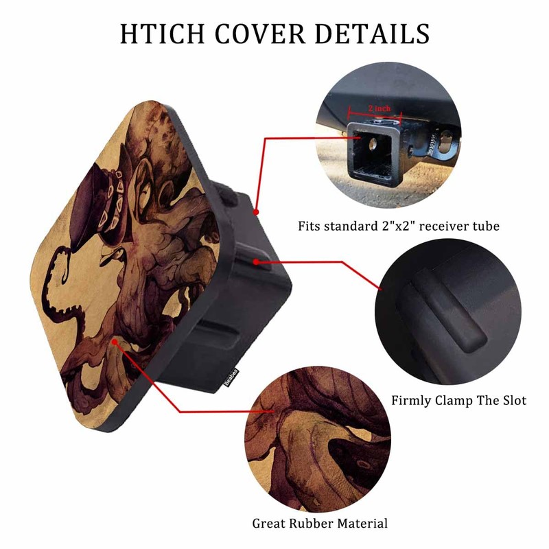 Beabes Soft Rubber ocean animal Octopus Square trailer Hitch Cover