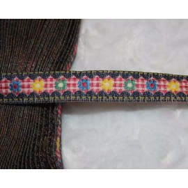 Unbranded 6.3 yards navy blue red gingham woven ribbon non stretch sewing trim 1/2" wide