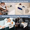 Couch Cup Holder with Tray & Dual-Sided Storage Pocket, Large