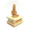 栗田こだわり仏像 【如来】 (金剛界)大日如来座像2.0寸（総高13.5cm、幅12cm、奥行8cm）桧木製高級木彫り 四角台付き 5568
