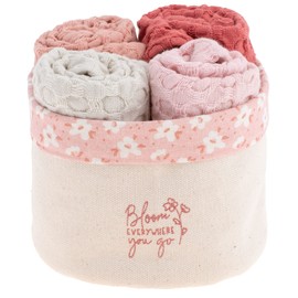 Karma Waffle Weave Dishcloth Set/Holder Bloom