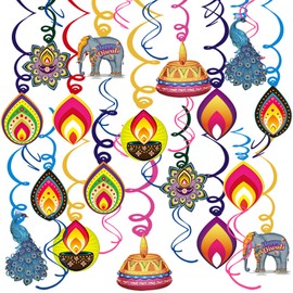 30 PCS Happy Diwali Decoration Hanging Swirls, Diwali Decorations, Diyas for Diwali Decorations Items, Diwali Decor Indoor with Diwali Diya