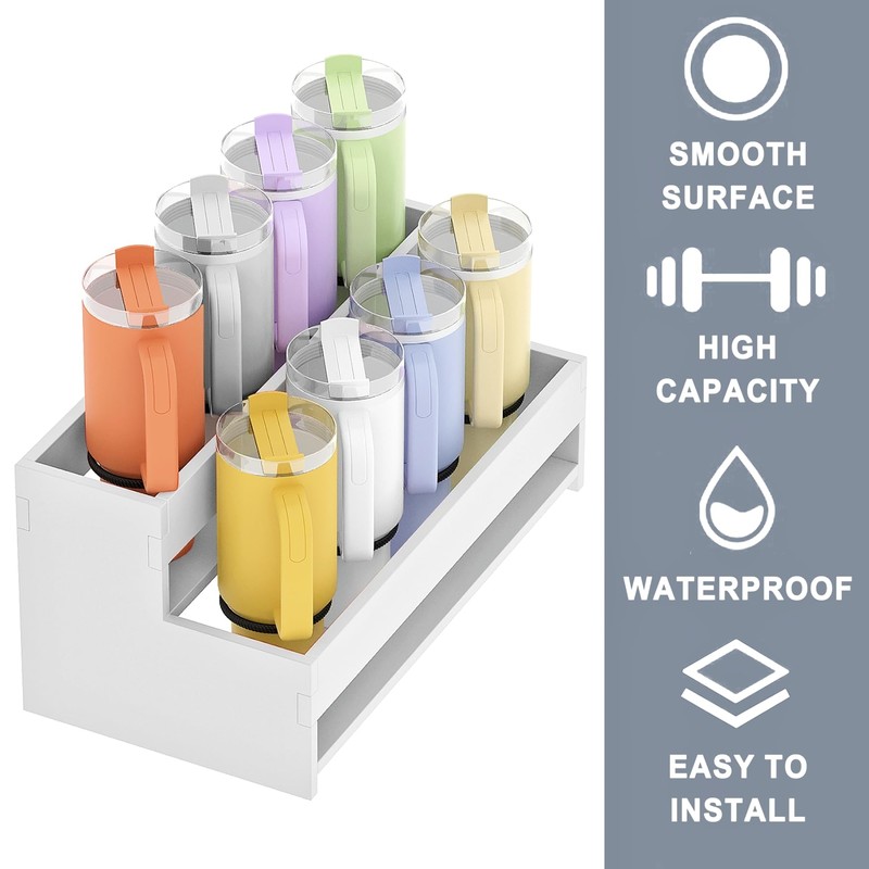 yeavs Water Bottle Organizer, 2-Tier Tumbler Holder for 8 Cups,