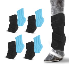 Hudson Comfort Horse Ice Boots Set of 4 – Cooling Horse Ice Pack Wrap for Knee, Hock, Ankle, Hooves Injury – Hot and Cold Therapy Horse Leg Wraps – Full Coverage Cold Packs - 4 Wraps + 8 Gel Packs