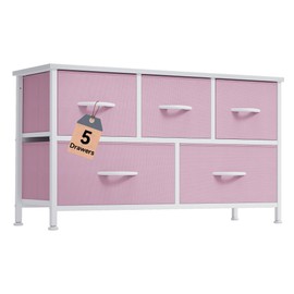 DWVO Dresser for Room with 5 Drawers - Fabric Storage Tower, Long Fabric Dresser, Organizer Unit for Room, Closet, Hallway