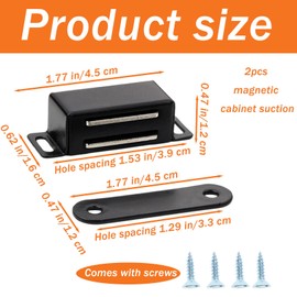 2pcs Magnetic Door Catch, Cupboard Door Magnets Drawer Magnet Small Cabinet Door Magnetic Catches Latches for Kitchen Wardrobe Magnets Door Closers Magnet Closure(Black)