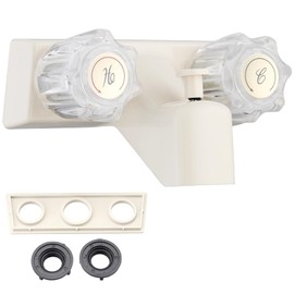 Dual-Handle Camper Faucet, 4" RV Bathtub Faucet with Shower Diverter, Outdoor Shower for RV, Camper Van, Inside and Outside Bathroom (Milky White)