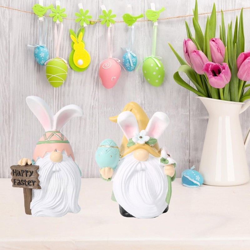 Pujipu Easter Gnomes, Easters Decorations, Resin Spring Gnome Figurine, Easters