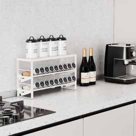 Jojocross Expandable, Stackable, Adjustable Spice Rack kitchen Organizer,Metal Pantry Storage Shelves - Multi-Tier Shelf for Cabinet, Countertop, Pantries, Cupboard or Wall Mount,White