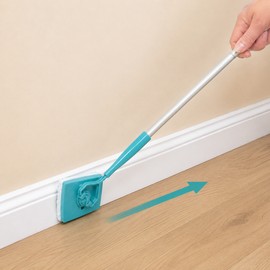 Baseboard Cleaner Mop Pad with Long Handle - 360° Rotating Head for Wall Trim, Stairs, and Door Frames