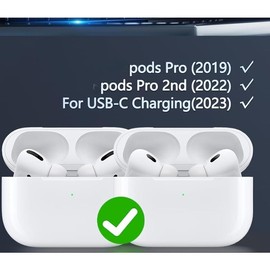Compatible with Pods Pro 2nd/1st Generation Case Cover,with Cleaner Kit,Automatic Snap Secure for Pod Pro Charging Case (USB-C/Lightning Cable) (2023/2022/2019)-black