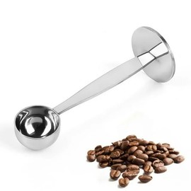 Silver Coffee Scoop Portable Stainless Steel Stand 2 In 1 Coffee Powder Measuring Scoops Tamper Spoon Tools,Coffee, Tea and Espresso,Kitchen and Dining