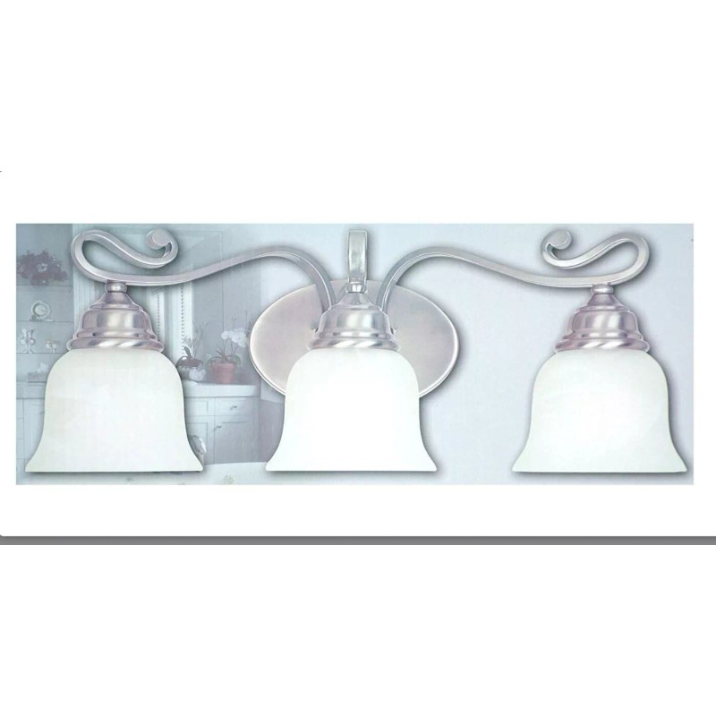 Altair 3 Light Bath Bar Alabaster Style Glass Shades Satin