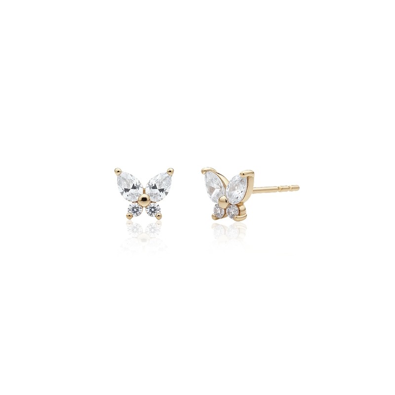 14k cubic butterfly earrings, mini gold color that adds a