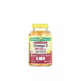 Spring Valley Fish Oil Omega-3 General Supplement Softgels, 500 mg, 120 Count