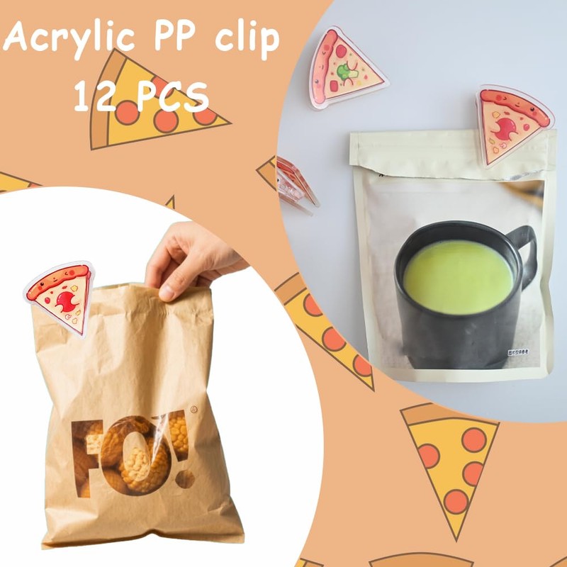 12 PCS Pizza Shaped Chip Clips for Food Storage, Funny