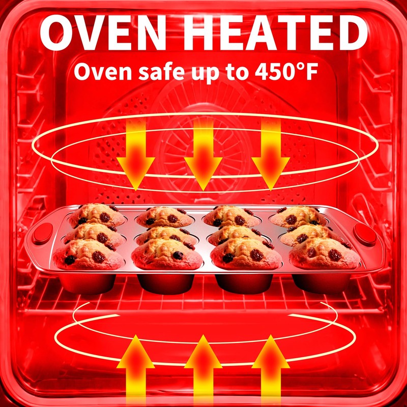 6-Cup Muffin Pans Set of 2, Nonstick Round Cupcake Pan