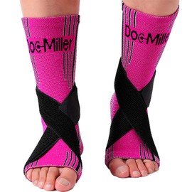 Doc Miller Ankle Brace for Women and Men - 1 Pair Large - Ankle Compression Sleeve with Adjustable Elastic Support Straps for Plantar Fasciitis Relief Sprained Foot and Achilles Tendonitis – Pink Black Color