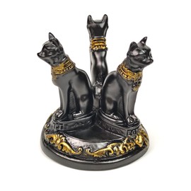 OmyLens Bast Bastet Cats Crystal Ball Stand Sphere Display, Natural Healing Feng Shui Glass Orb Holder Base Statue Decoration, for 40mm-80mm Ball