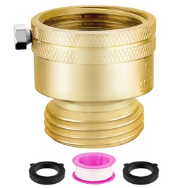 Brass Vacuum Breaker Set 3/4 Inch Garden Hose Thread Lead-Free Compliant Brass Anti-Siphon Bib Valve for Garden Spigot RV Hose Connection Backflow Preventer Connector with Tape and Extra washers