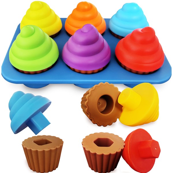 Cupcake Toy Toddler Toy Learning Colors and Shape-Shape Sorting Toys for Toddlers-Geometry Manipulatives Toddler Sensory Toys for Toddlers 1-3 - Toddler Montessori Toys for 18 month old girls boys