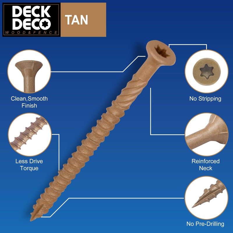 DECK DECO Wood Screws #10 x 3 372pcs(Approx), Tan Ruspert