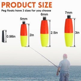 AGOOL Peg Floats Fishing Bobbers, Catfish Floats Foam Cigar Fishing Float Bobbers Catfish Rig Slip Bobbers Fishing Cork Bobbers with Pipe Plug for Catfish Santee Rig Freshwater Saltwater Fishing