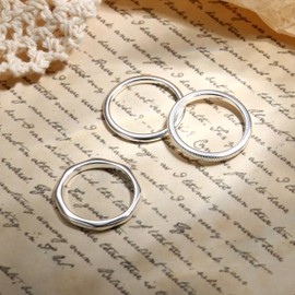 MILACOLATO 3Pcs Gold/Silver Rings for Women Girls Minimalist 18K Gold Silver Plated Filled Ring Set Delicate Stackable Knuckle Finger and Thumb Band Rings Jewellery