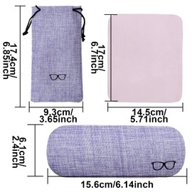 SZXMDKH 2 Pieces Hard Glasses Case, Portable Glasses Glasses Box for Women and Men, Portable, for Small to Medium Frames with Glasses Protective Case, Glasses Tablecloth