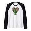 Vintage Leopard Heart Print Cheeta Leopard Cactus Raglan Baseball Tee