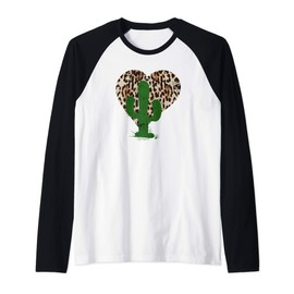 Vintage Leopard Heart Print Cheeta Leopard Cactus Raglan Baseball Tee
