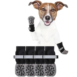 Thoquene 4 Pairs of Double-Sided Dog Socks Leak Protection Non-Slip Socks Dog Shoes Paw Protection