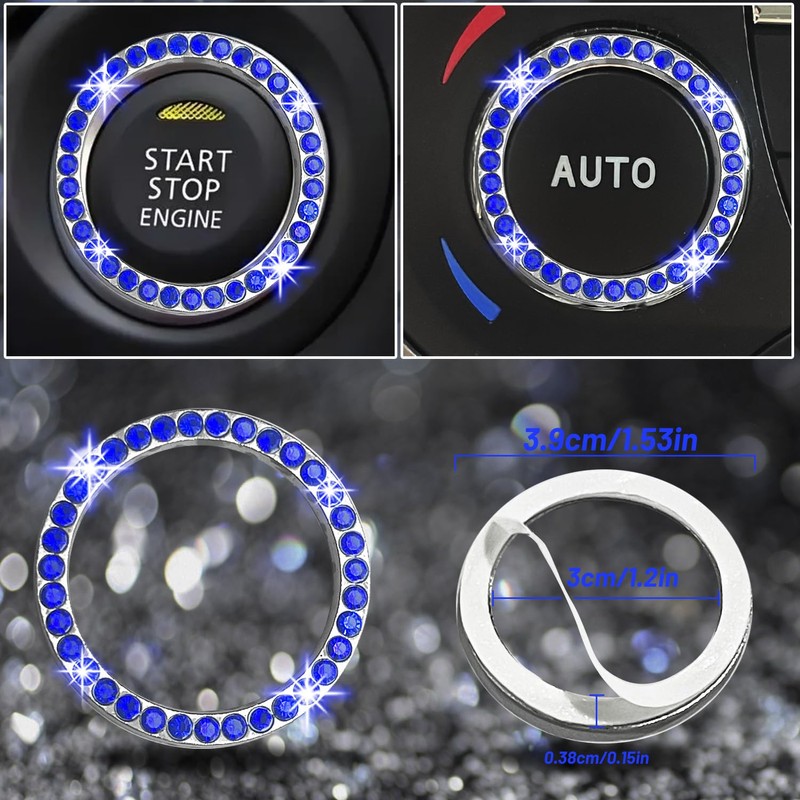 NBTEPEM 27 PCs Blue Bling Car Accessories Set for Women,