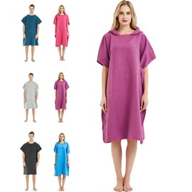 Changing Robe Towel with Hood for Surfing Open Water Swimming Microfiber Wetsuit Changing,Quick Dry& Light Weight,One Size Fit All (Purple)