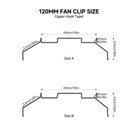 upHere 8 Pcs Fan Buckle, 120mm CPU Cooler Fan Mounting Clip, Stainless Steel CPU Wire Buckle for 120mm Fans, Two Sizes Fixed Buckle Easy to Install Elastic Wire Buckle Bracket, Black