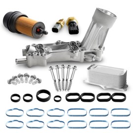 Upgraded Aluminum Engine Oil Cooler Assembly with Oil Filter Housing Compatible with Chrysler 200 300 Compatible with Dodge Avenger Wrangler Ram 1500 Promaster 3.6L V6 Replaces 926-876