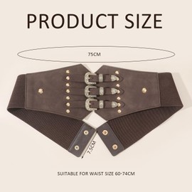 DAZZLUXE 1 Piece Elastic Wide Belt, Rivet Belt, Women's Wasp Belt, Corset Belt, Wasp Wide Elastic Corset, Women's Elastic Wide Belt (Brown), brown