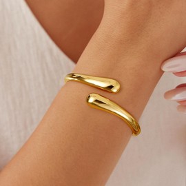 Eaciy Gold Bracelets for Women Trendy - 18K Really Gold Filled Bangle Bracelet Chunky Adjustable Twist Cuff Gold Bracelet Non Tarnish Waterproof Jewelry for Women Gifts