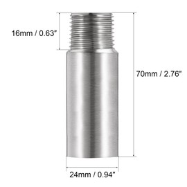 uxcell Shower Head Extension Arm Stainless Steel 1/2PT Male to 1/2PT Female Thread 70mm Length Cast Pipe Fitting Coupler