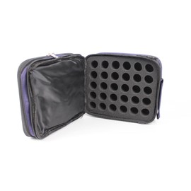 Versátil estuche de viaje para aceites esenciales: capacidad para 42 botellas con asa y correa para el hombro, tamaño de 5 ml, 10 ml, 15 ml y 10 ml., Negro