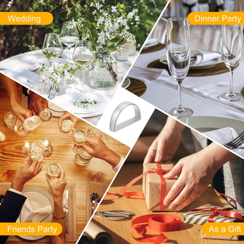 sourcing map 20Pcs D-shape Napkin Rings, Table Napkin Holders Serviette