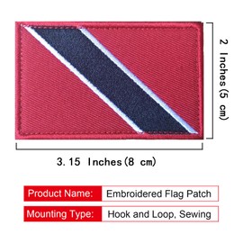 EmWoot 2PCS Trinidad and Tobago Flag Patch Embroidered Morale Patch Military Tactical Patches Hook and Loop(Red)