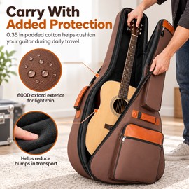 Acoustic Guitar Gig Bag for Travel – Padded Water-Resistant Carry Case for 39–41 Inch Guitars