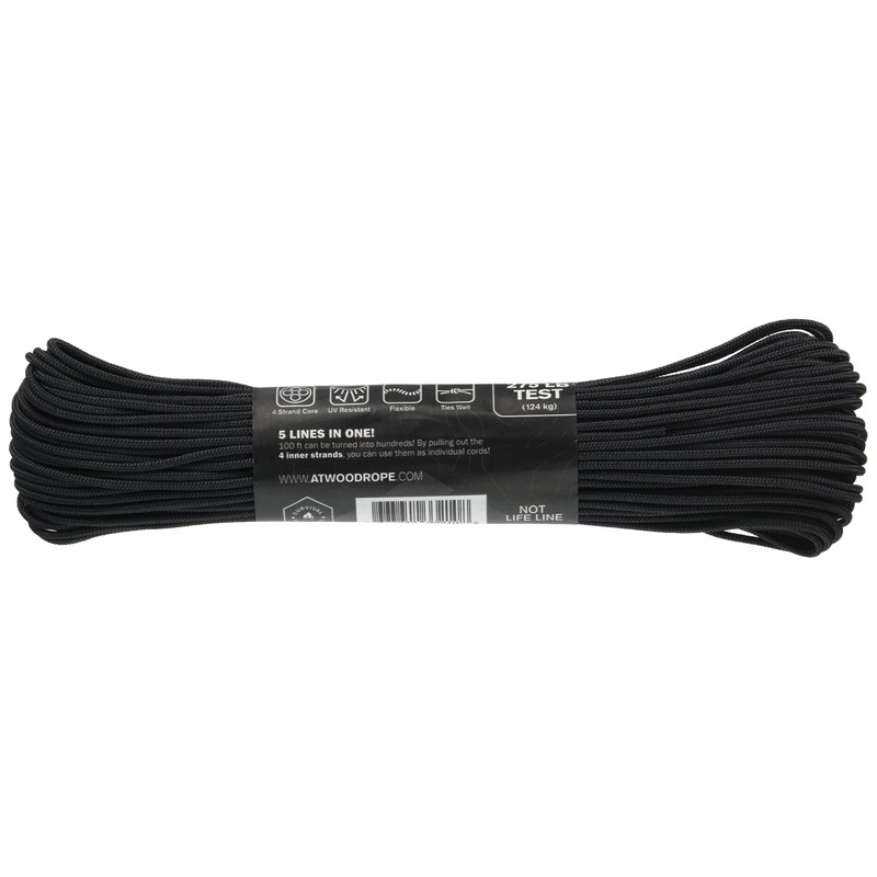 Atwood Rope 44041 Outdoor Camping Versatile Rope, Tactical Cord, Black,