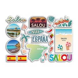 A5 Sticker Sheet Salou Landmarks Vinyl Stickers - Spanish Spain Summer Art City Map Stamp Skyline Travel Holiday Culture Aesthetic #80088