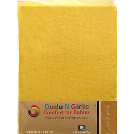 Dudu N Girlie Chicco Next to Me Crib Sheets Fitted 51 x 85 | Nexttome Crib Sheets | Hypoallergenic Toddler Bed Sheet Breathable Easy Care | Junior Bed sheets (Pack of 2, Yellow)