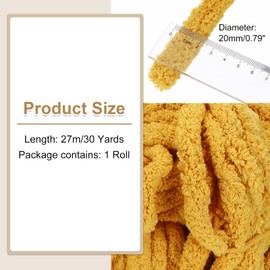 sourcing map Chunky Yarn Bulky Thick Fluffy Yarn for Crochet Soft Chenille Blanket for Hand Knitting Crocheting (Yellow, 30 Yards/27m)