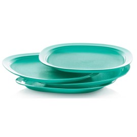 Tupperware Luncheon Plates Microwave Reheatable Set of 4 Mint Green Sheer Pastel
