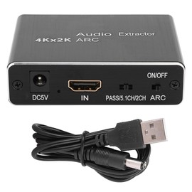 Black HDMI Audio Extractor Aluminium Alloy ARC 5.1 Splitter Optical Fiber SPDIF HDMI 1.4 Cable(Black )