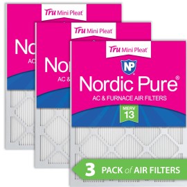 Nordic Pure 24x30x1 Nordic Pure Tru Mini Pleat MERV 13 AC Furnace Air Filters 3 Pack